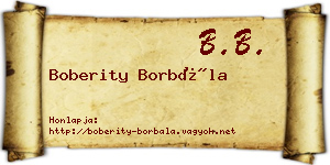 Boberity Borbála névjegykártya